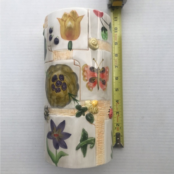 Embossed Flower Vase By Cardinal Inc “Montage” Hand Painted 10” - Picture 8 of 8